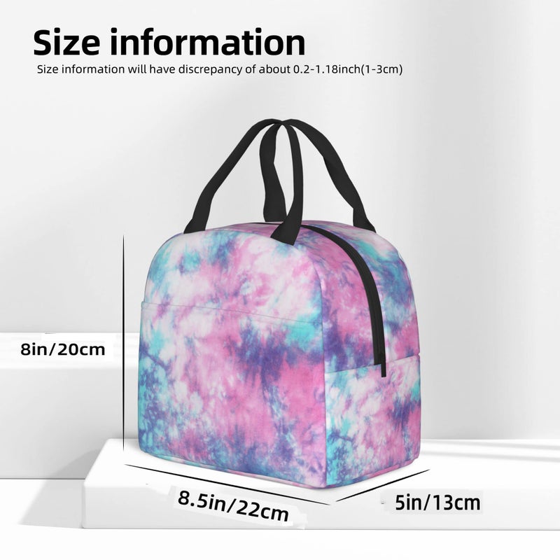 PrelerDIY Pastel Blue Pink Tie Dye Lunch Box Insulated Meal Bag Lunch Bag Reusable Snack Bag Food Container For Boys Girls Men Women School Work Travel Picnic - Image 4